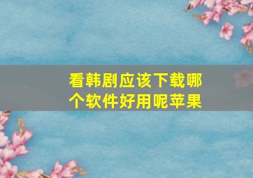 看韩剧应该下载哪个软件好用呢苹果