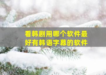 看韩剧用哪个软件最好有韩语字幕的软件