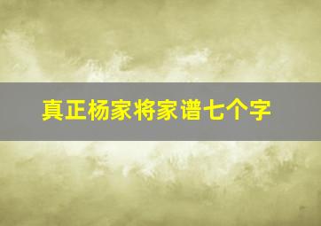 真正杨家将家谱七个字