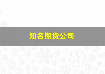 知名期货公司