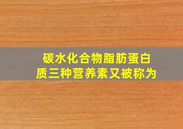 碳水化合物脂肪蛋白质三种营养素又被称为