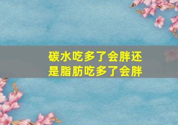 碳水吃多了会胖还是脂肪吃多了会胖