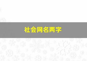 社会网名两字