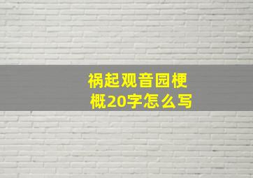 祸起观音园梗概20字怎么写