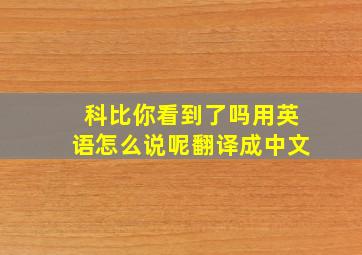 科比你看到了吗用英语怎么说呢翻译成中文