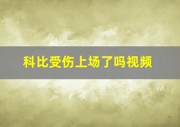 科比受伤上场了吗视频