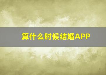 算什么时候结婚APP