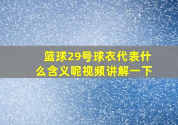 篮球29号球衣代表什么含义呢视频讲解一下