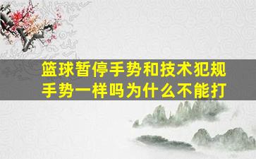 篮球暂停手势和技术犯规手势一样吗为什么不能打