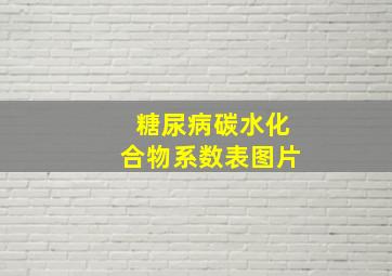 糖尿病碳水化合物系数表图片