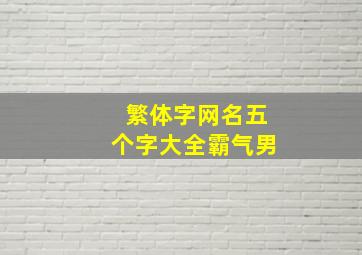 繁体字网名五个字大全霸气男