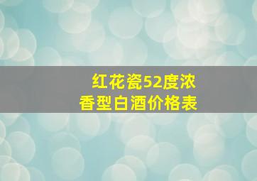 红花瓷52度浓香型白酒价格表