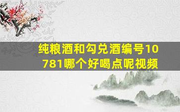 纯粮酒和勾兑酒编号10781哪个好喝点呢视频