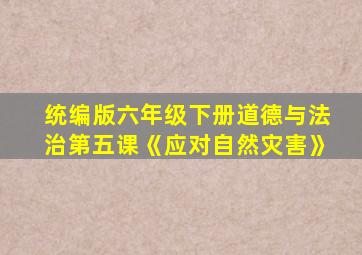 统编版六年级下册道德与法治第五课《应对自然灾害》