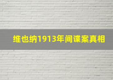 维也纳1913年间谍案真相