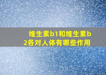 维生素b1和维生素b2各对人体有哪些作用