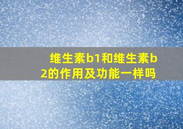 维生素b1和维生素b2的作用及功能一样吗