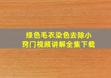 绿色毛衣染色去除小窍门视频讲解全集下载