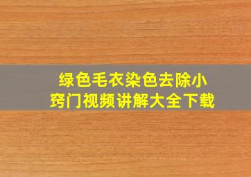 绿色毛衣染色去除小窍门视频讲解大全下载