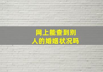 网上能查到别人的婚姻状况吗