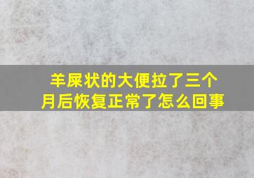 羊屎状的大便拉了三个月后恢复正常了怎么回事