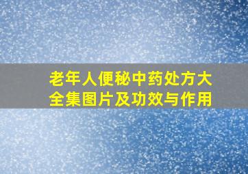 老年人便秘中药处方大全集图片及功效与作用