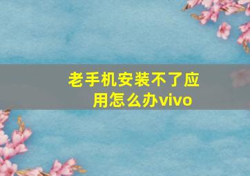 老手机安装不了应用怎么办vivo