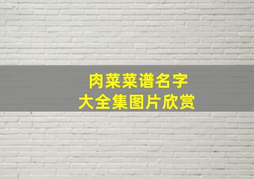 肉菜菜谱名字大全集图片欣赏