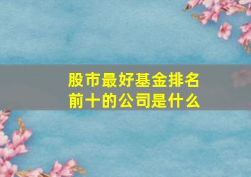 股市最好基金排名前十的公司是什么