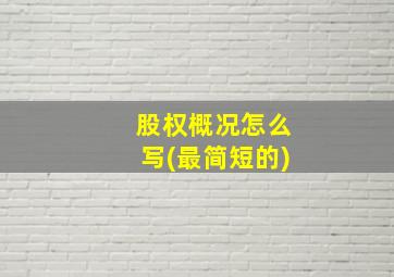 股权概况怎么写(最简短的)