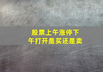 股票上午涨停下午打开是买还是卖