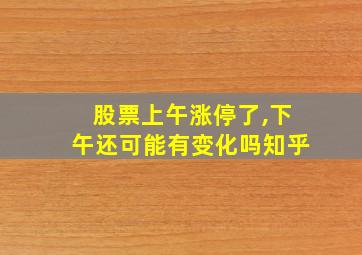 股票上午涨停了,下午还可能有变化吗知乎