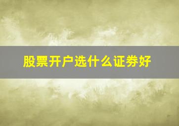 股票开户选什么证劵好