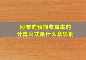 股票的预期收益率的计算公式是什么意思啊