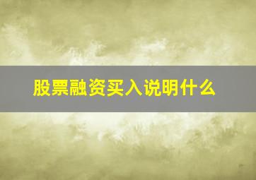 股票融资买入说明什么