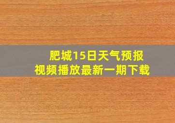 肥城15日天气预报视频播放最新一期下载