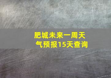 肥城未来一周天气预报15天查询