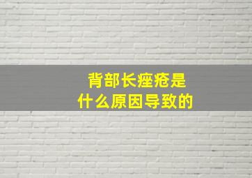 背部长痤疮是什么原因导致的