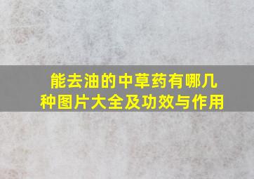 能去油的中草药有哪几种图片大全及功效与作用