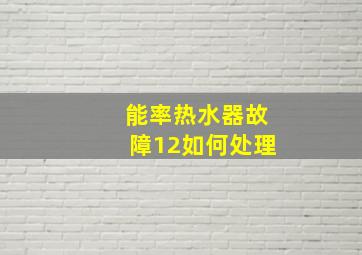 能率热水器故障12如何处理