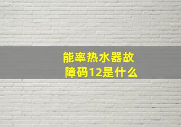 能率热水器故障码12是什么