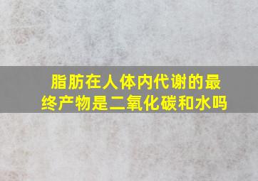 脂肪在人体内代谢的最终产物是二氧化碳和水吗