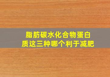 脂肪碳水化合物蛋白质这三种哪个利于减肥