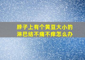 脖子上有个黄豆大小的淋巴结不痛不痒怎么办