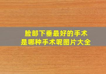 脸部下垂最好的手术是哪种手术呢图片大全