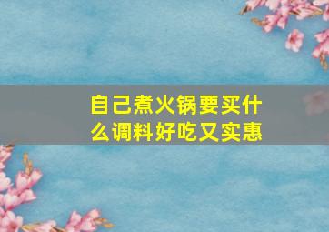 自己煮火锅要买什么调料好吃又实惠