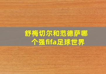 舒梅切尔和范德萨哪个强fifa足球世界