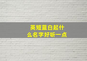 英短蓝白起什么名字好听一点