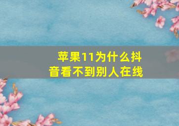 苹果11为什么抖音看不到别人在线