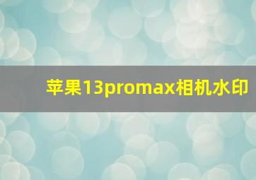 苹果13promax相机水印